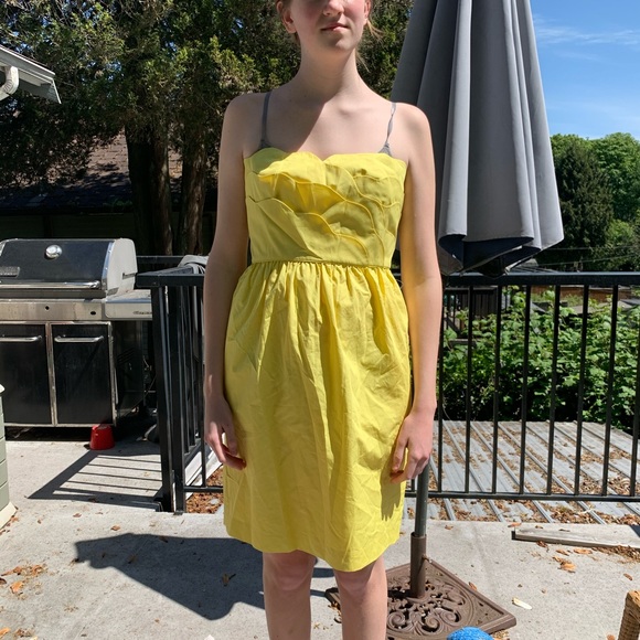Sz 12 J Crew strapless dress yellow - Picture 6 of 6